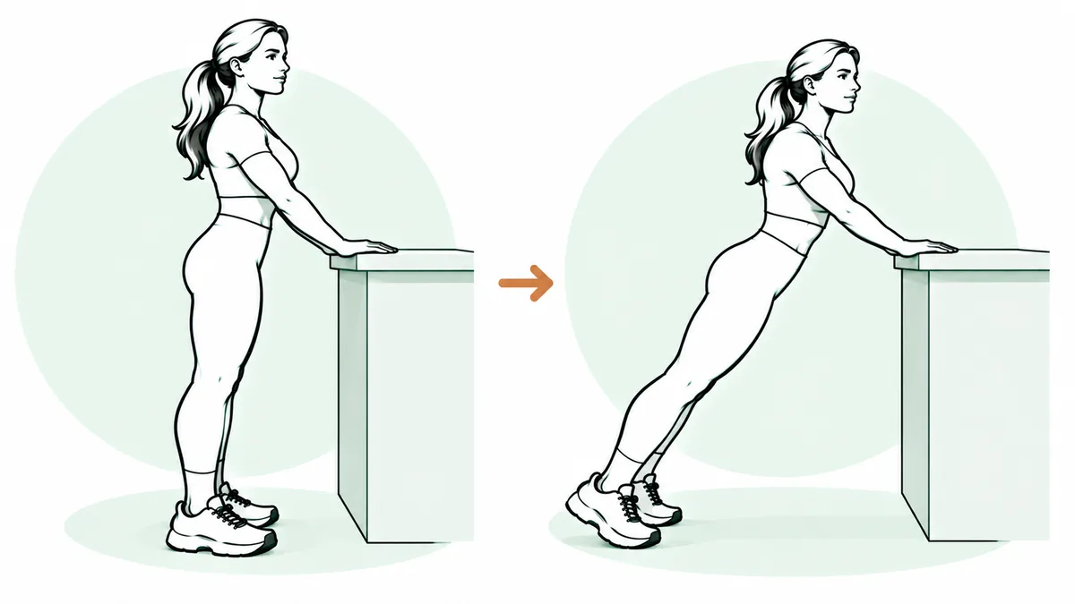 Incline plank on the counter: Tier 1 · Floor-free alternatives exercise