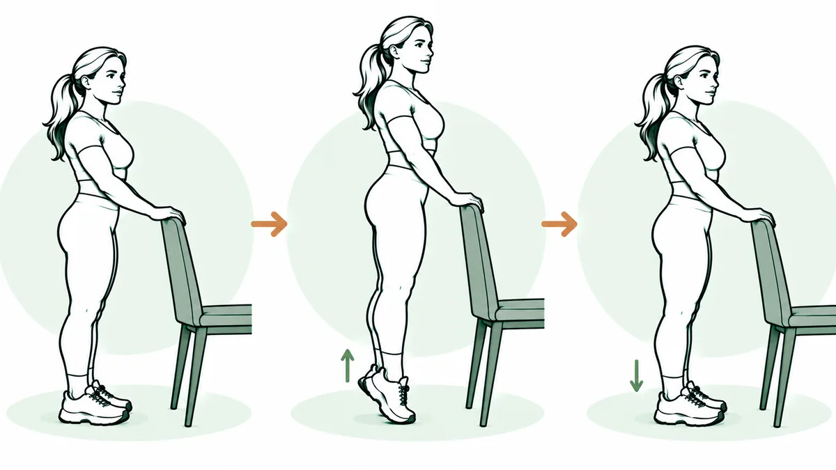 Supported heel raise: Tier 0 · Bodyweight On-Ramp exercise