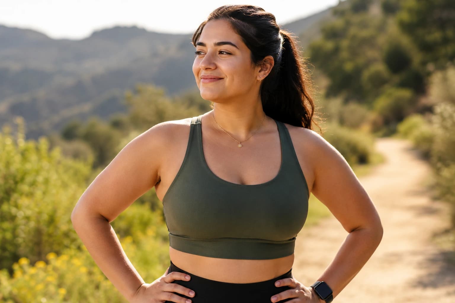 A woman with PCOS looking confident and at ease