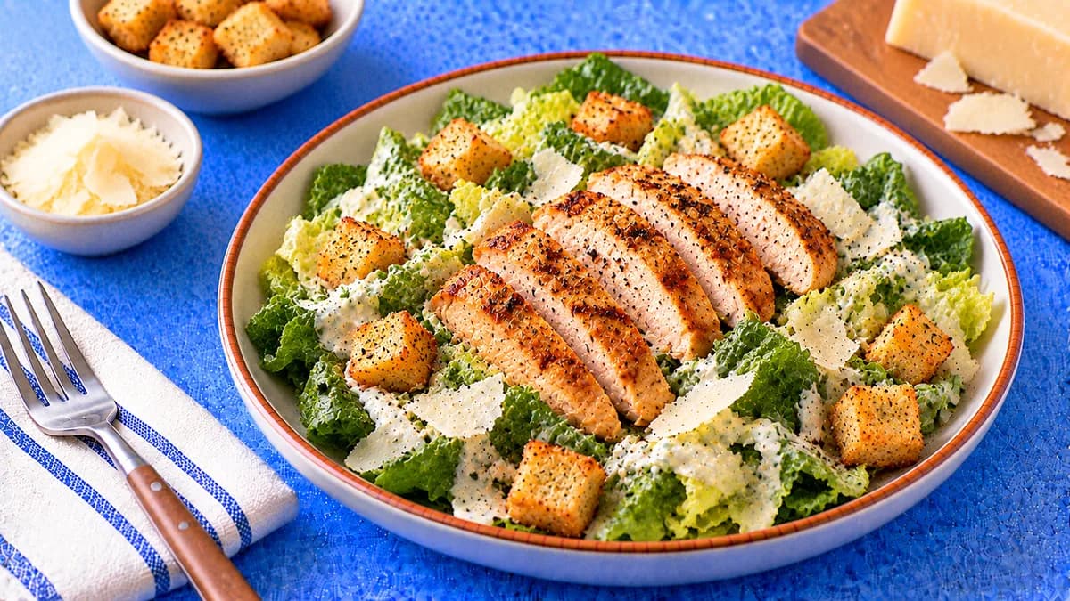 Grilled Chicken Caesar Salad: grilled chicken breast, romaine and Caesar dressing