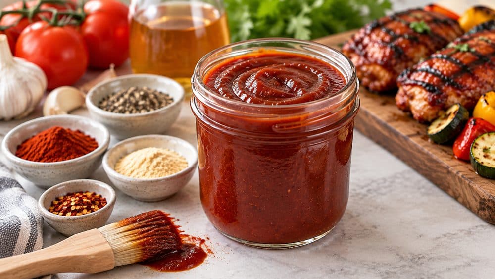 Sugarless BBQ Sauce: tomato paste, water and apple cider vinegar