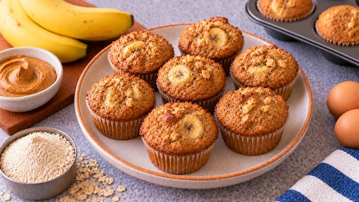 Peanut Butter Banana Protein Muffins